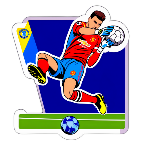 Portar salvând mingea în timpul unui meci intens