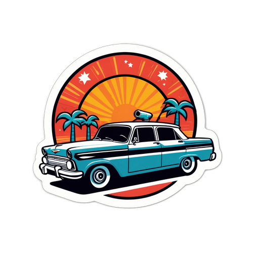 Retro Autó és Naplemente