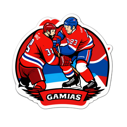 Sporty Sticker: Red Wings vs. Canadiens Action Shot