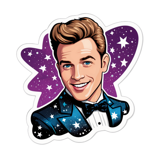 En livlig klistremerke av Ethan Slater som Broadway-stjerne