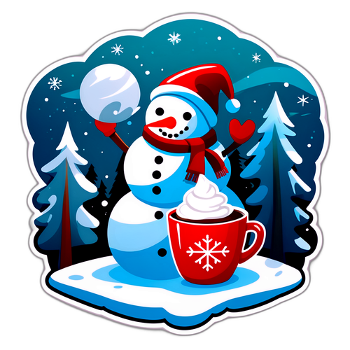 Sticker chủ đề mùa đông với cảnh ấm cúng