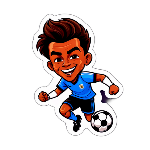 Karikatur Seronok Brennan Johnson Dribbling Bola Sepak