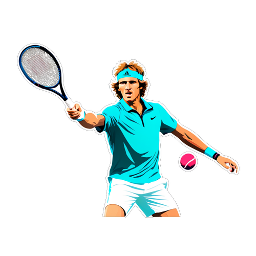 Sportlicher Aufkleber von Alexander Zverev beim Tennis-Service