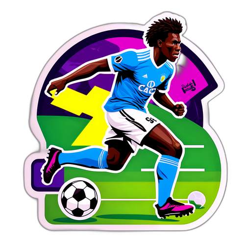 Uchoraji wa Moises Caicedo akicheza soka