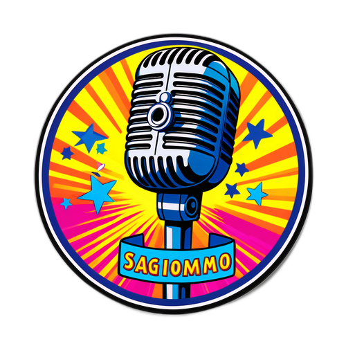 Desain Stiker Mikrofon Retro
