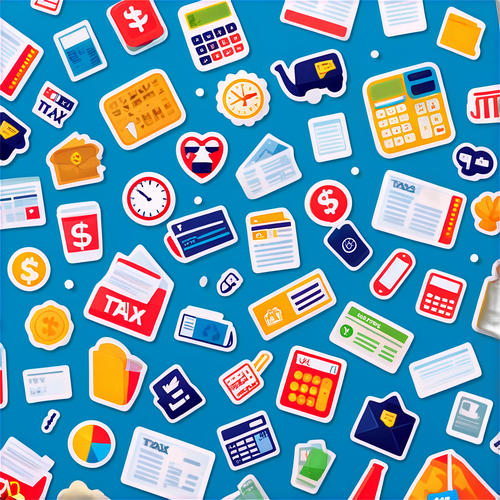 국세청 관련 다양한 세금 아이콘으로 구성된 귀여운 패턴 스티커