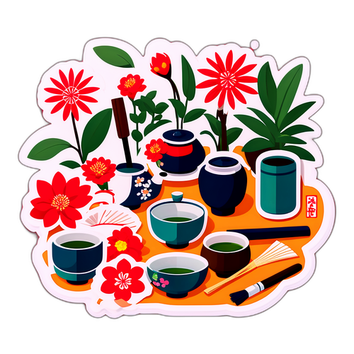日本文化を象徴するアイテムのステッカー