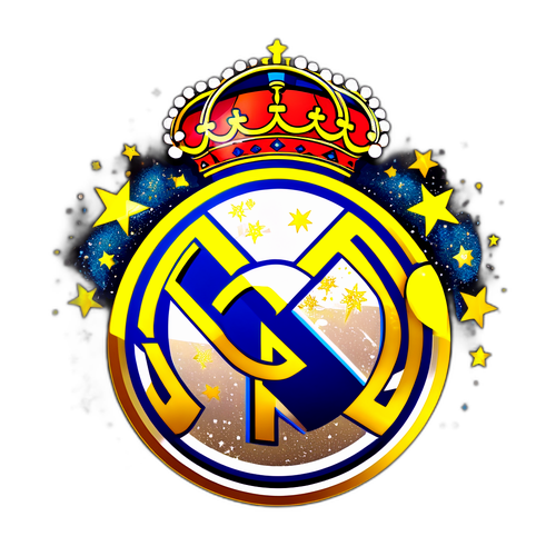 Styliseret crest for Real Madrid med fodbold