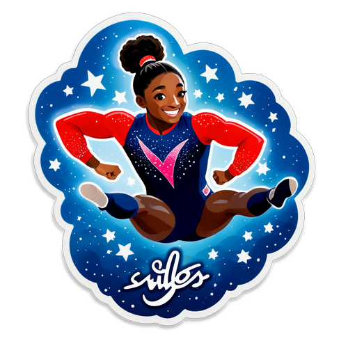 Ontdek de Magie van Simone Biles: De Sprankelendste Sticker die Je Nooit Wilt Mislopen!