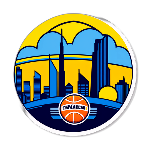 סטיקר כדורסל עם קו הרקיע של תל אביב