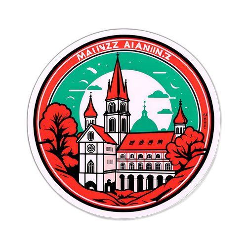 마인츠의 아이코닉한 건축과 자연을 결합한 스티커 디자인