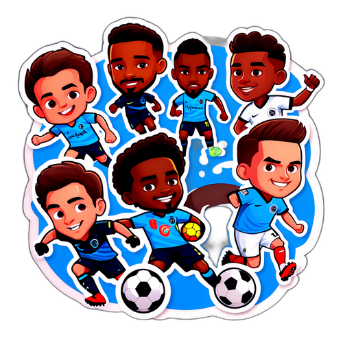 Nálepka s roztomilými karikaturami fotbalových hráčů