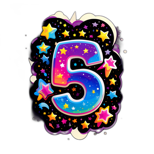 आकर्षक स्टिकर '5'