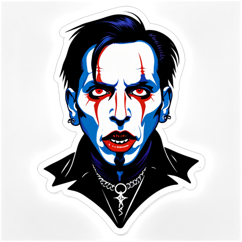 Autocolant cu Marilyn Manson într-o poziție dramatică