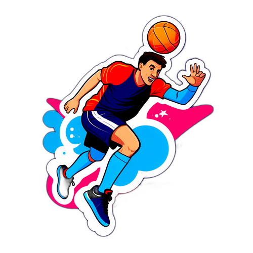 Sjov håndboldspiller med freestyle trick