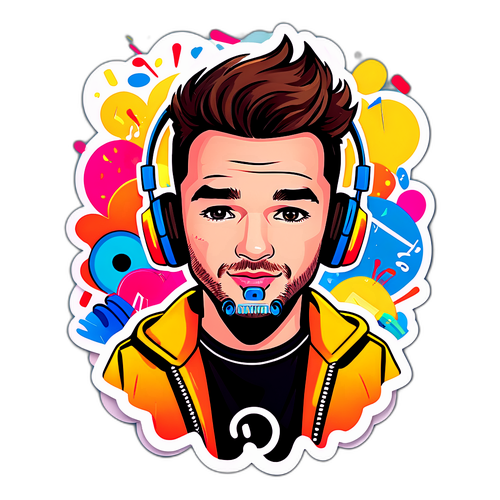 Illustrazione Giocosa di Liam Payne con Cuffie