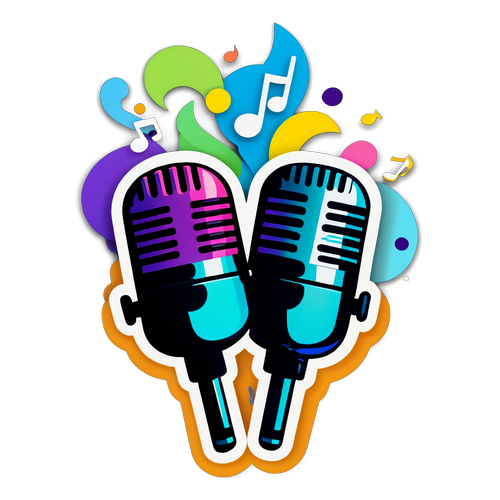 Happy Microphones with Musical Notes