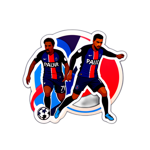 PSG와 토트넘 경기를 기념하는 독특한 일러스트 스티커