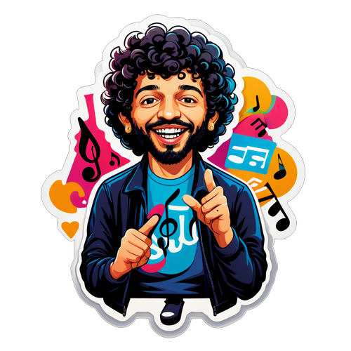 An Artistic Sticker of Benny Blanco Creating Music