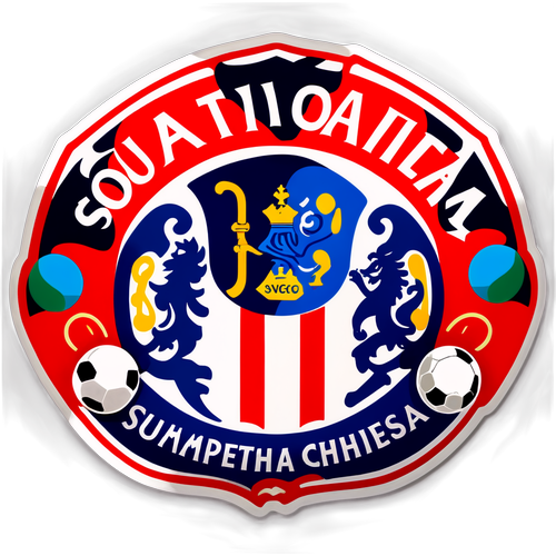 Những nhãn dán của logo Southampton và Chelsea, tạo nên một nền tảng bóng đá sống động.