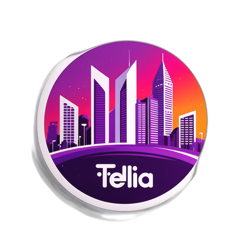 Telia-logo ja moderni kaupunkimaisema
