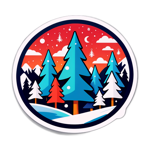 Paysage d'hiver avec des arbres décorés pour Noël