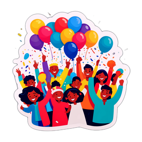 Feestende Menigte voor de 21e Juli
