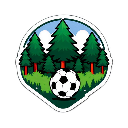 Naklejka w stylu Nottingham Forest z piłką nożną w lesie