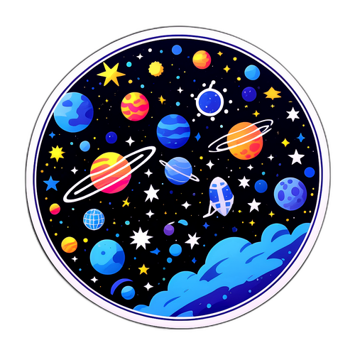 쌍둥이자리 별자리와 우주 배경 스티커