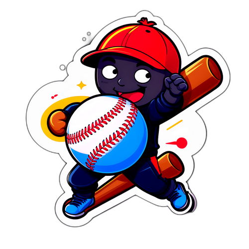 Playful Cartoon Baseball Bat and Ball