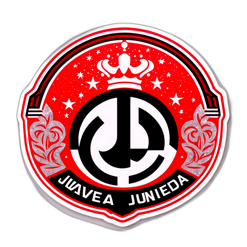 Stylizované logo Juventus a Wydad AC s glitrovým efektem