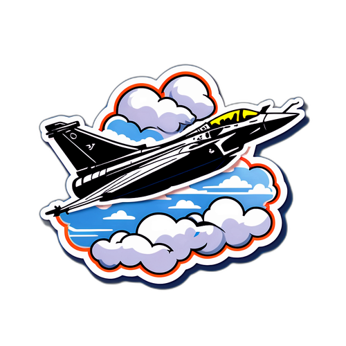 राफेल जेट के बादल में उड़ान भरने का स्टिकर