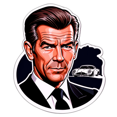 Karikatur af Pierce Brosnan som James Bond