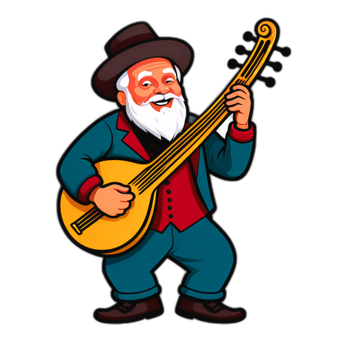 Zábavná postava Ondřeje Brzobohatého s hudebním nástrojem