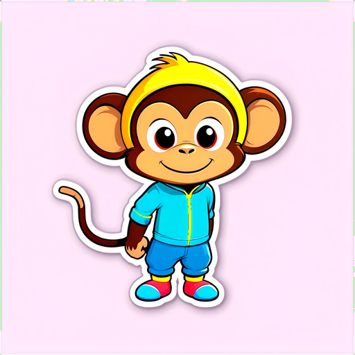 Cute Monkey Character Sticker
