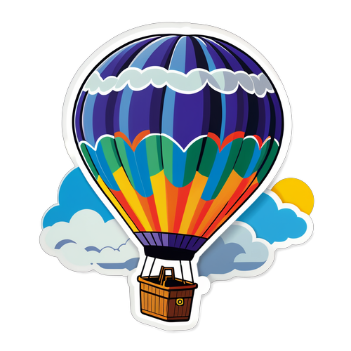 Hot Air Balloon Over Rolling Hills Sticker
