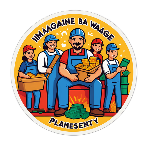 Eticheta Ilustrând Oameni Muncitori Fericiți