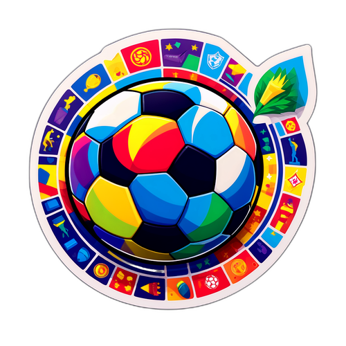 Stiker Mozaik Bola Sepak yang Berwarna-warni