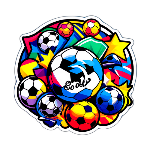 Sticker Gaya Seni Sepak Bola yang Berwarna-warni