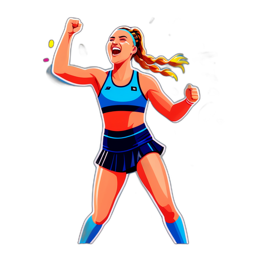 Isang Energetikong Ilustrasyon ni Aryna Sabalenka na Nagdiriwang