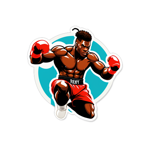 Creatieve sticker van Remy Bonjasky als kickbokser