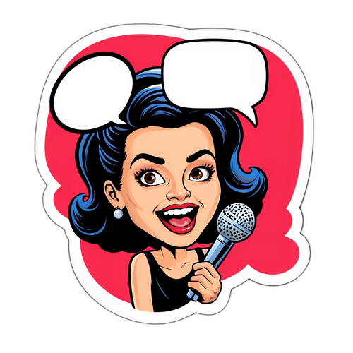 Caricatuur van Claudia de Breij met Microfoon