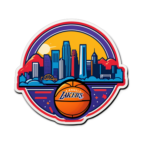 Sticker ng Skyline ng Los Angeles na may Lakers at Clippers