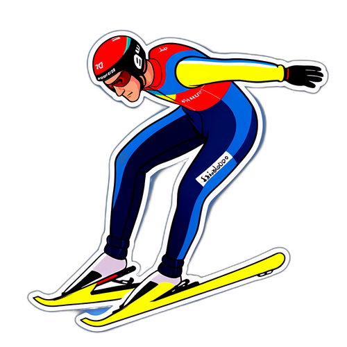 Autocolant cu Mikhail Shaidorov în competiție de sărituri cu schiurile