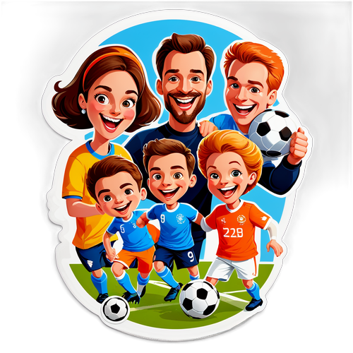 Voetbalfamilie: Plezier en Passie in Cartoonstijl