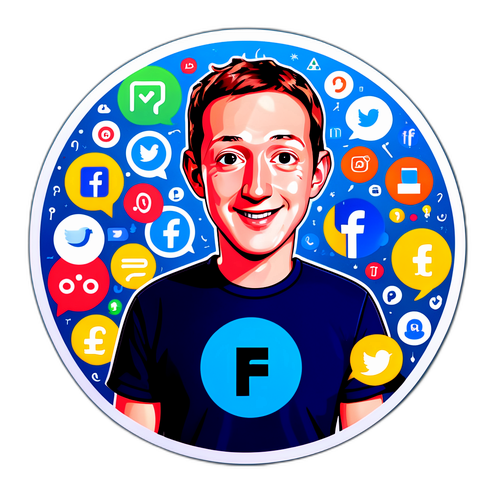 Mark Zuckerberg med sosiale medier-ikoner