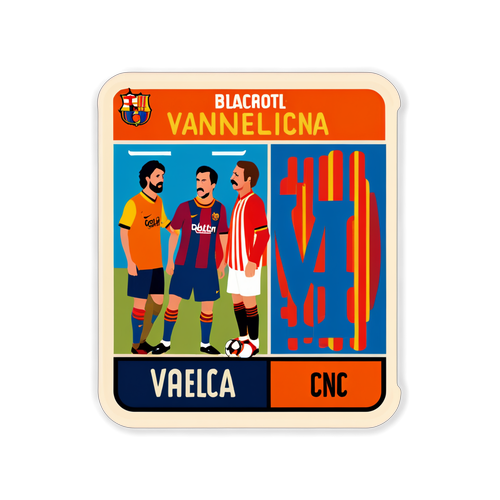 Stiker Bergaya Vintage Pertandingan Barcelona vs Valencia