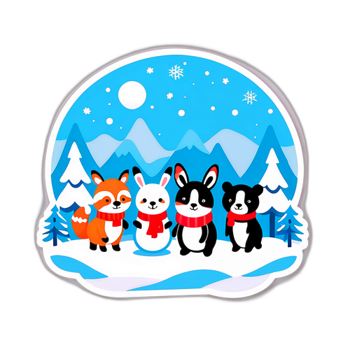 Χειμερινό θαύμα με χαριτωμένα ζώα