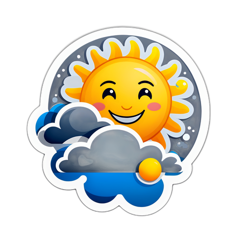 Diseño de pronóstico del tiempo con sol sonriente y nubes grises