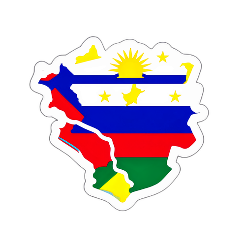 Farverig klistermærke med Venezuelas kort